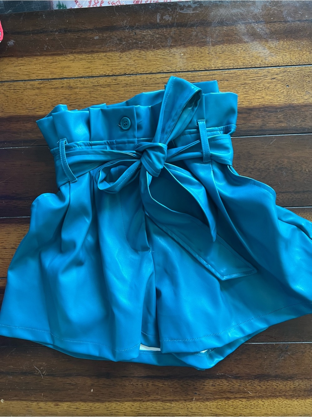 Sincerely Jules Teal Paperbag Tie-Waist Skort